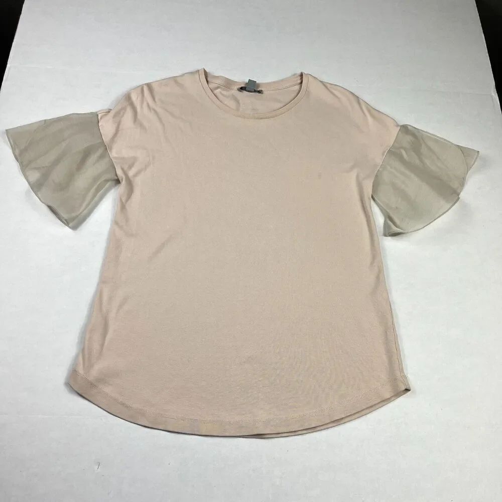 COS Collection Cotton Top Pink Flared Short Sleeve Relaxed Casual Shirt XS FLAW